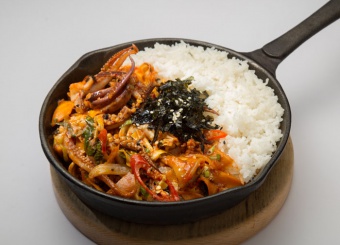 MIXED RICE WITH SPICY STIR FRIED SQUID 